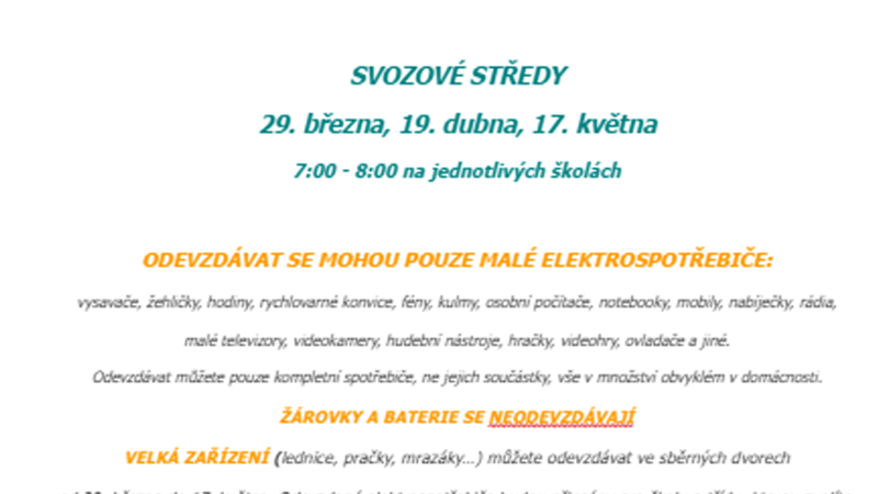 Soutěž tříd ve sběru nefunkčních elektrospotřebičů